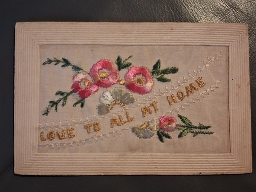 Ww1 silk postcard embroidered - postcard,