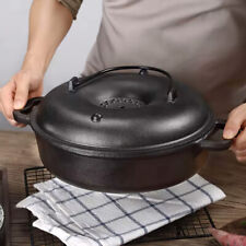 Pre-seasoned Cast Iron Turkey Roaster Casserole Pan Sweet Potato Roasting Pot UK