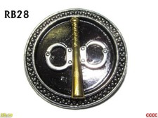 steampunk brooch badge pin silver handcuffs gold truncheon police fetish #RB28