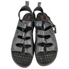 ECCO Gladiator Sandals Pewter Metallic Leather Slingback Shoes EU 41 US 10-10.5