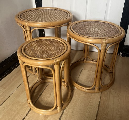Vintage bamboo and cane nest - bamboo,