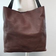 M&S Leather Slouchy Hobo Tote Bag Large Shopper Shoulder Bucket Bag Two Tone