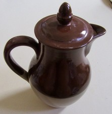 BOURNE DENBY ENGLAND:  1.5pt. Jug with Lid : brown. 8” high