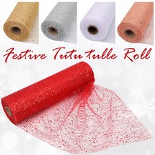 Christmas Glitter Tulle Roll Fabric 29cm Wide Wedding Tutu Dress Xmas Decoration