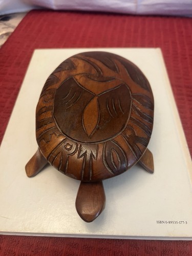 Hand carved wooden - hand, turtle