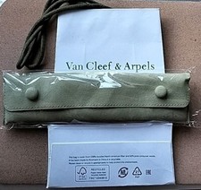 Van cleef & Arpels Bracelet Green Suede Pouch Paper bag Ribbon