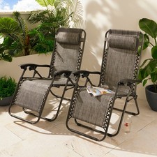 Outmore Folding Zero Gravity Sun Loungers 2-pk Variable Reclining Positions