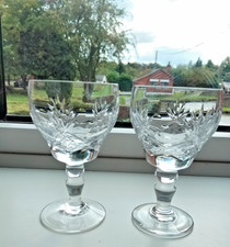 2 x Unusual Royal Brierley Wine Sherry Glasses 150 ml Elizabeth Cut 12cm x 7cm