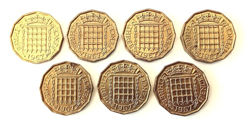 Vintage coins threepence - vintage,
