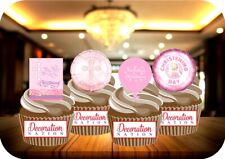 Christening Baby Girl Pink Mix- 12 PREMIUM STAND UP Edible Cake Toppers Christen
