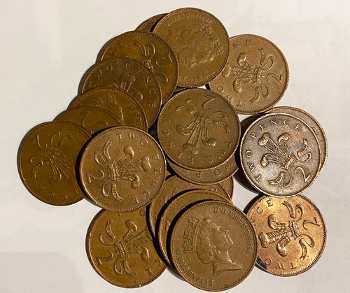 Two pence coins circulated - 2p,
