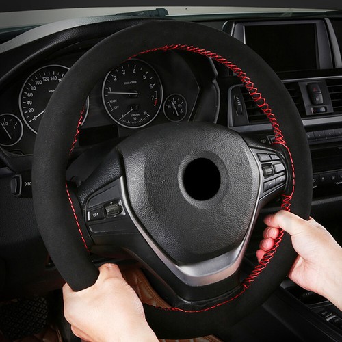 Suede car steering - steering, wheel