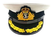 ROYAL NAVY OFFICER HAT, NAVAL CAPTAIN PEAK CAP, R N COMMANDERS CAP BULLION BADGE