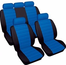 BLUE/BLACK CAR SEAT LEATHER LOOK FRONT & REAR COVERS GOLF MK 3 CAB 1994> 1998