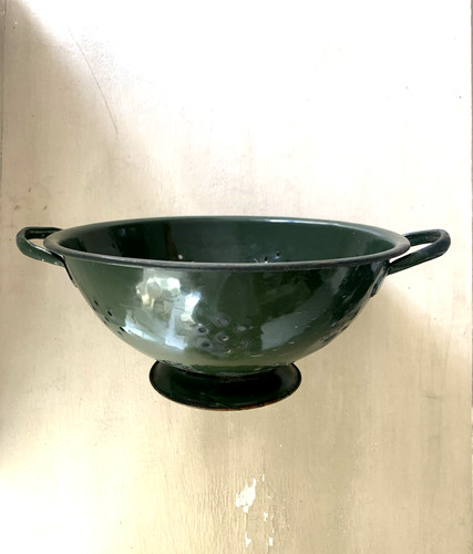 Vintage enamel colander - enamel,