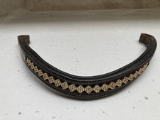 Browband Leather Full Size Brown With Gold Rhinegold Stones.