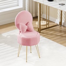 Vanity Chair w/ 9L Stroage Space Comfy Dressing Table Stool Bedroom Makeup Chair