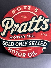 Vintage Pratts Motor Oil Sign Aluminium Retro Man Cave Garage Shed