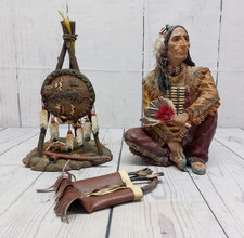 Native American Indian Chief Hunter Vintage Indigenous Tribe Figure 8.5" Tall