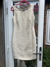 Monsoon Dress Uk 12 Cream Gold