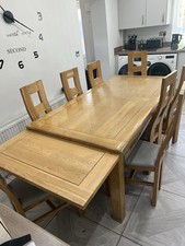 Extendable Solid Oak Dining Table And 8 Chairs