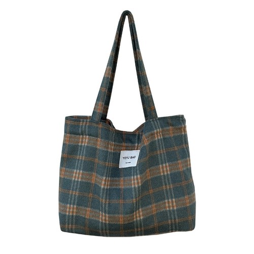 Tweed check tote bag large - check,