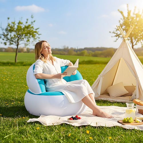 Single inflatable blow sofa - single,