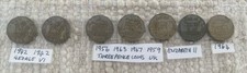 Three Pence Coins 1942-1967 X7
