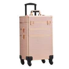 Makeup Trolley 3 in 1 Beauty Vanity Case Hairdressing Case with Wheels Lockable