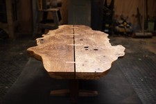 Handmade burr oak coffee table | Bookmatched | Walnut base | Nakashima inspired