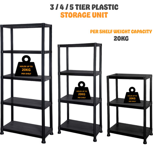Tier plastic shelving - 3/4/5,