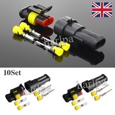 10 Set 12V 2Pin Cable Wire Connector Plug Waterproof Sealed Fit Electrical Car