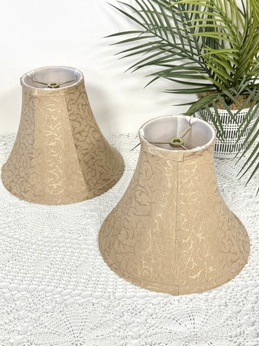 Pair beige damask bell - beige,