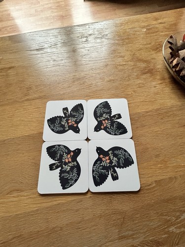 Folk floral bird coasters - bird,