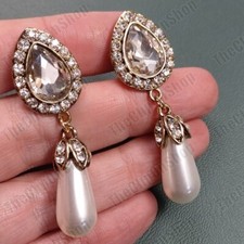 CLIP ON Vintage Style Pear Cut