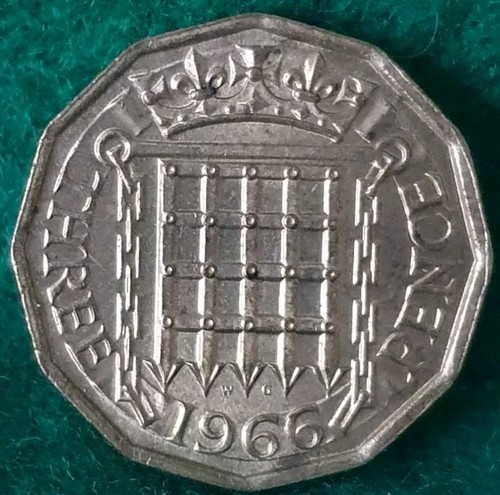 1966 elizabeth three pence - 1966,