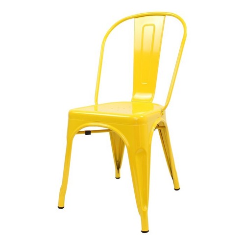 Tolix style side - chair, yellow