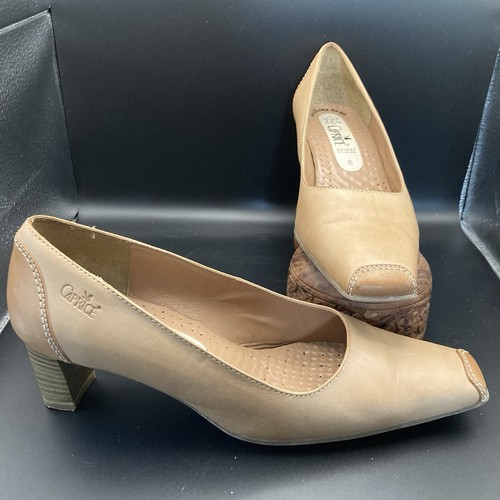 Caprice tan leather court - leather,