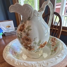 Floral Glazed Ceramic Pitcher