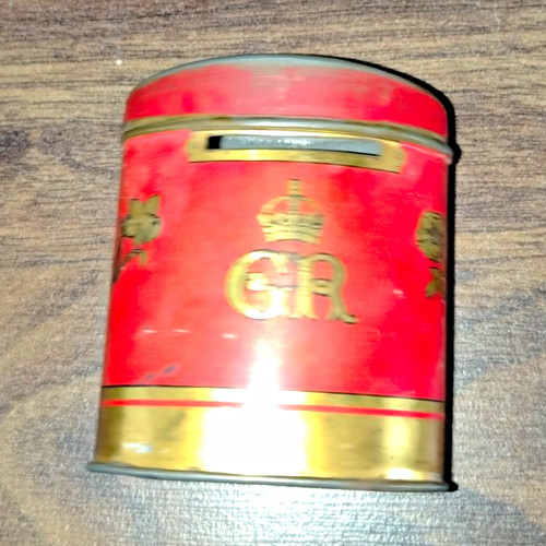 Vintage red tin moneybox - vintage,