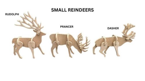 Wooden plywood reindeers small - reindeers,