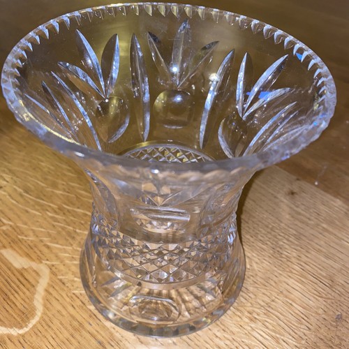 Heavy cut glass flower vase - cut,