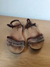 Oak & Hyde Brown Beige Leather Strappy Flat Sandals UK Size 6 EU39