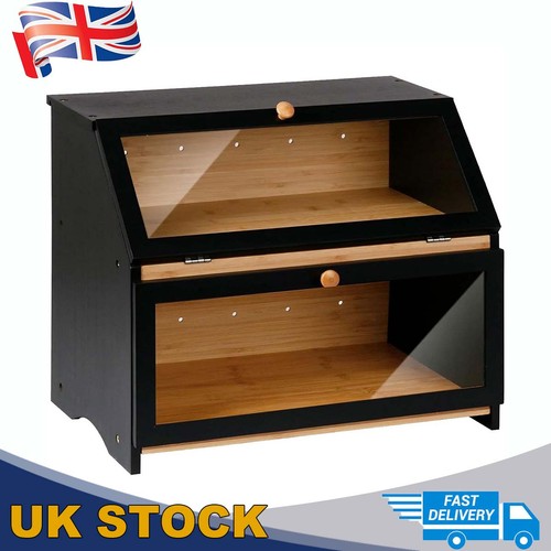 New bamboo bread bin double - new,