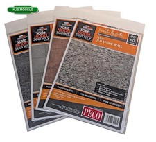 OO Gauge Scale Model Scenery By Peco - A4 Paper Sheets - Brick, Stone Wood Etc