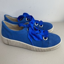 Gabor Laced Blue Suede Trainers UK 5.5 Woman’s Shoes Platform