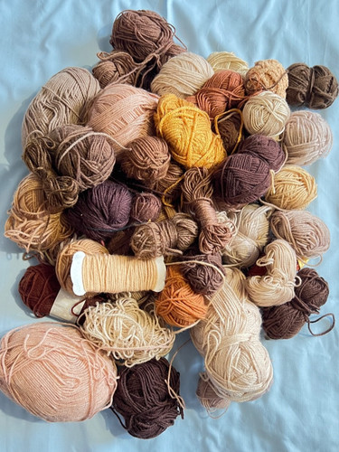 Knitting wool job lot brown - wool,