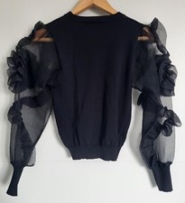 Zara Black Knit Round Neck Long Sleeved Jumper Size M