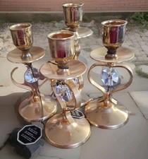 4 x Crystal Temptations Candle Holders 24k Gold Plated With Crystals