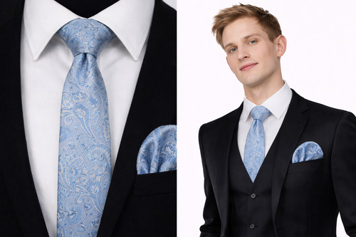 Sky blue men paisley tie - sky, men’s